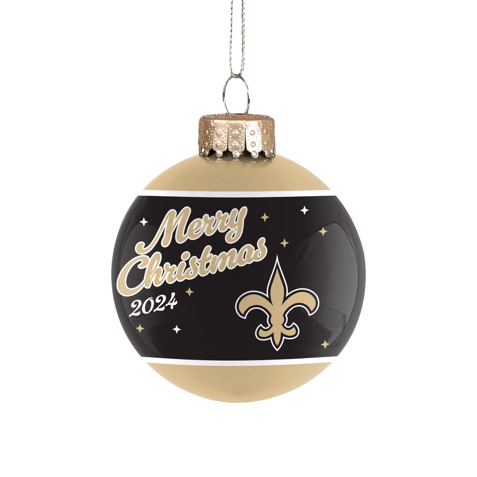 New Orleans Saints FOCO NFL 2024 Glass Ball Holiday Ornament