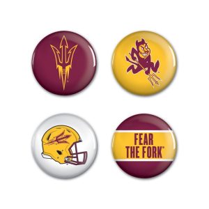 Arizona State Sun Devils FOOTBALL Wincraft NCAA Button Pins 4 Pack 1-1/4" Round
