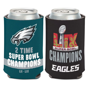 Philadelphia Eagles NFL 2X Super Bowl LIX Champions 12oz Can Coolie
