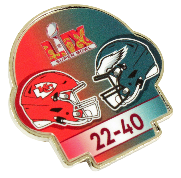 Philadelphia Eagles Super Bowl LIX Champions Score Pin