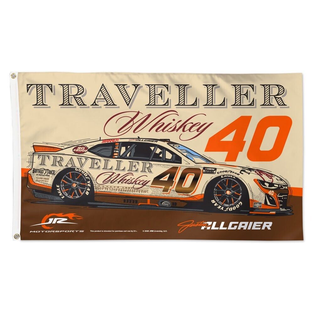 Justin Allgaier 2025 Wincraft #40 Traveller Whiskey/JRM 3x5 Deluxe Flag