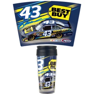 AJ Allmendinger Wincraft 2011 #43 Best Buy Travel Mug. Double wall plastic travel mug with a sealable flip top cover. Top shelf dishwasher safe. Made in the USA. 