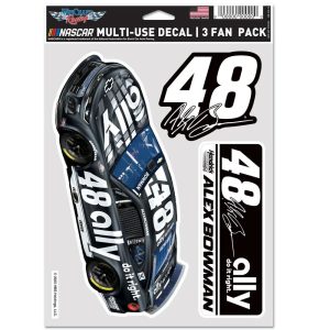Alex Bowman 2025 Wincraft #48 Ally Darlington Multi Use Decal Sheet, 3-piece 5x7 reusable throwback decals