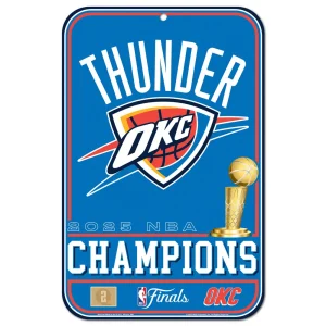 Oklahoma City Thunder Wincraft NBA 2025 World Champions 11x17 Plastic Sign