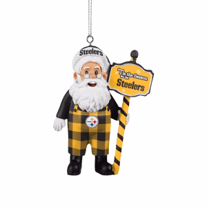 Pittsburgh Steelers NFL Santa in Overalls Team Ornament