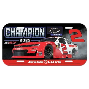 Jesse Love 2025 Xfinity Champion #2 License Plate – Official Wincraft 6"x12"