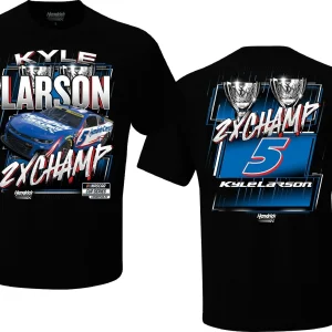 Kyle Larson 2025 CFS #5 Hendrickcars.com 2025 2X NASCAR CHAMPION Trophy Tee