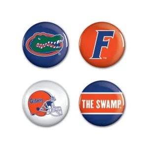 Florida Gators Football Wincraft NCAA Button Pins 4 Pack 1-1/4" Round