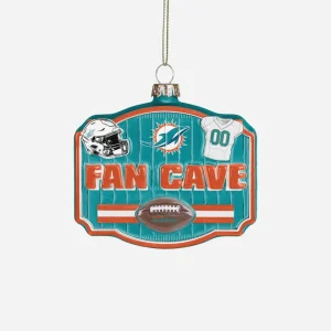 Miami Dolphins Blown Glass Fan Cave Ornament