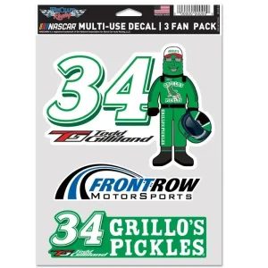 Todd Gilliland 2026 Wincraft #34 Grillo's Pickles Multi Use Decal Sheet(3Pc)