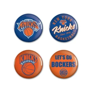 New York Knicks Wincraft NBA Button Pins 4 Pack 1-1/4" Round